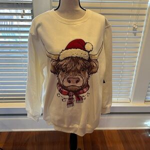 Freeze L Highland Cow Christmas Long Sleeve Pullover Sweatshirt